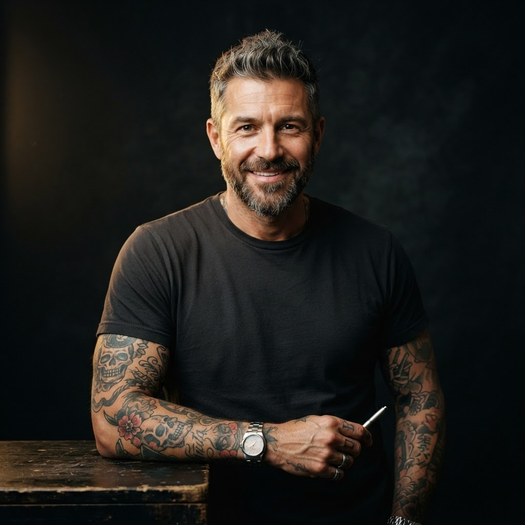 Portrait of Christopher, Artist at A Holy Grail Tattoo