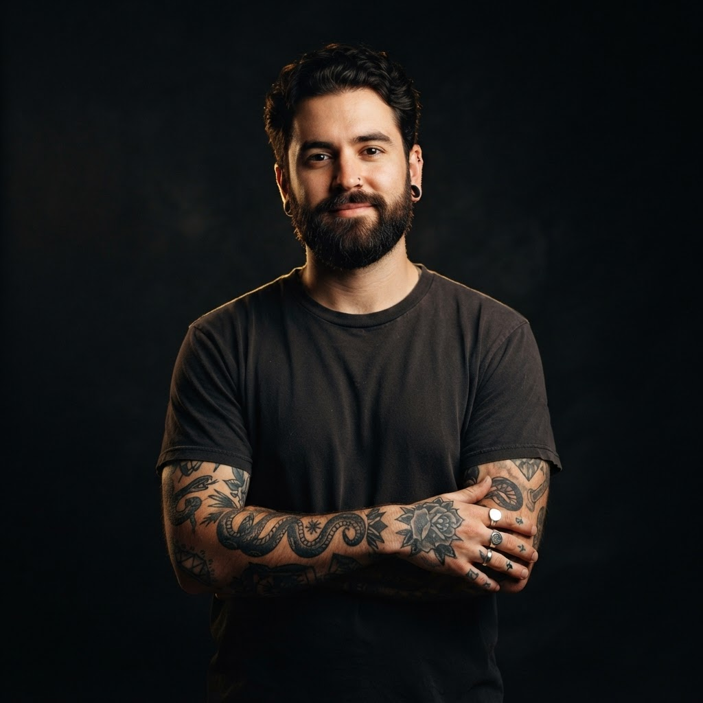Portrait of Jordan, Artist at A Holy Grail Tattoo